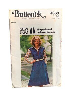 Butterick 4663 Pocketed Pullover Dress Jumper Pattern Size 12 14 Uncut